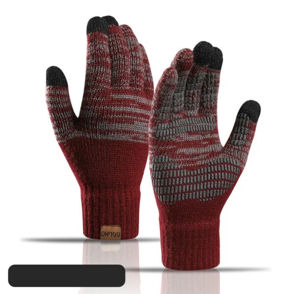 Touch Screen Gloves For Winter Wool Knitted Men's Gloves Female Warm Mitten Outdoor Driving Cold-proof Glove Guantes Mitt - Image 9