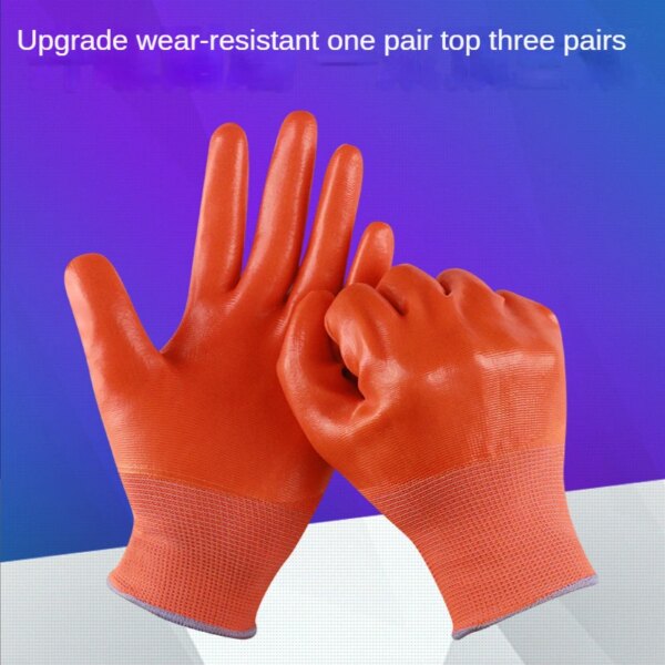 VITCOCO 12 Pairs Full Rubber Oil Resistant and Waterproof PVC Full Hang Dipping Rubber Gloves Anti-skid Labor Protection Gloves - Image 2