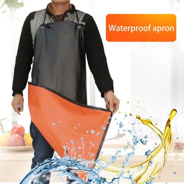 Waterproof Anti-Oil Leather Apron Chef Apron Thickening Long Acid and Alkali Antifouling Oilproof Restaurant Cooking Chef Apron - Image 2