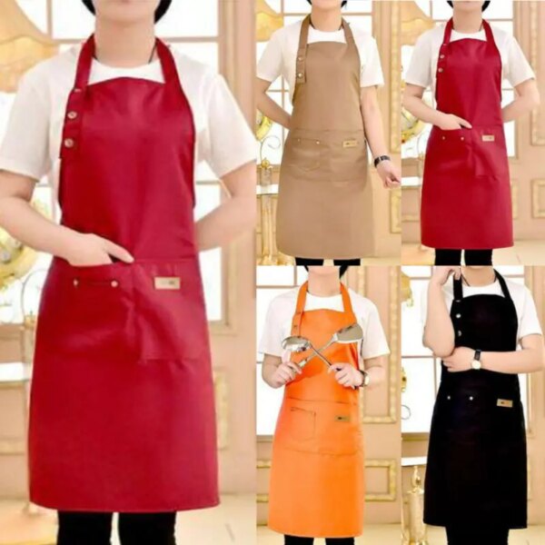 Waterproof Apron 2019 NEW Men Women Waterproof Chef Apron Cooking Kitchen Double Pocket Apron - Image 2