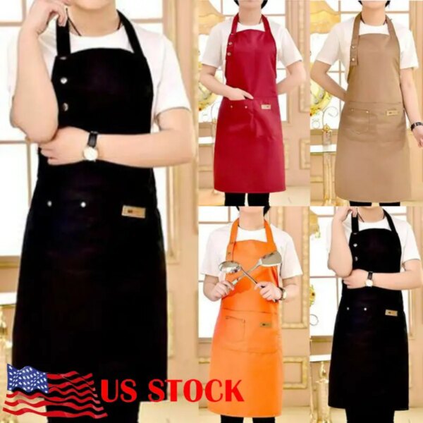 Waterproof Apron 2019 NEW Men Women Waterproof Chef Apron Cooking Kitchen Double Pocket Apron