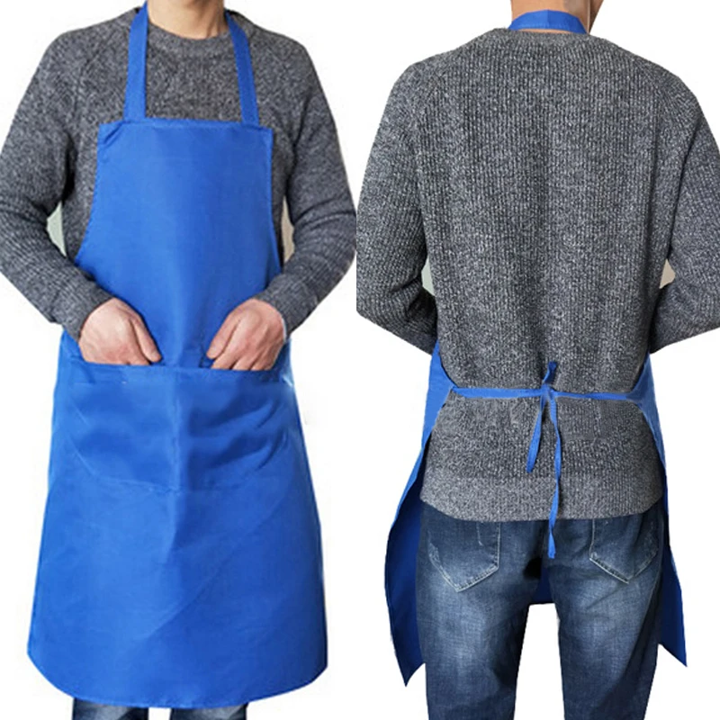 Waterproof Apron for Women With Pockets Solid Color Kitchen Restaurant Cooking Shop Art Work Apron Korean Waiter Aprons - Image 2