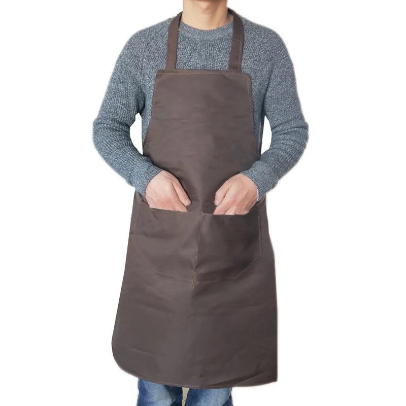 Waterproof Apron for Women With Pockets Solid Color Kitchen Restaurant Cooking Shop Art Work Apron Korean Waiter Aprons - Image 6