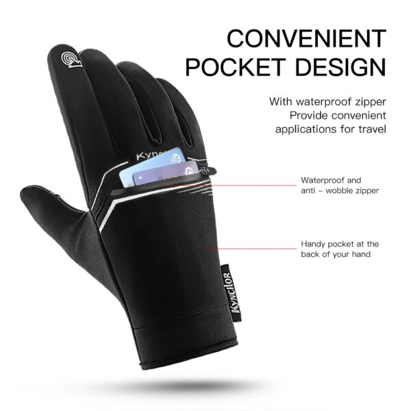 Winter Cycling Gloves Full Finger Waterproof Windproof Touchscreen Bike Mitten Suitable For Running Sports Cold Weather Snow Ski - Image 2