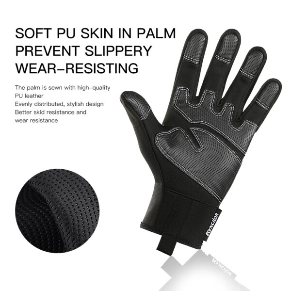 Winter Cycling Gloves Full Finger Waterproof Windproof Touchscreen Bike Mitten Suitable For Running Sports Cold Weather Snow Ski - Image 3