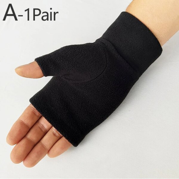 Winter Unisex Half Finger Running Gloves Man Women Fleece Touch Screen Fingerless Warm Mittens Windproof Velvet Driving Gloves - Image 7