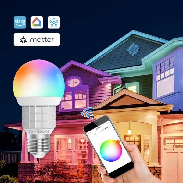 Zemismart WiFi Matter-certified LED Light Bulb RGBCW Smart E27 Dimmable Lamp 7W Siri Google Home Smartthings Alexa - Image 3