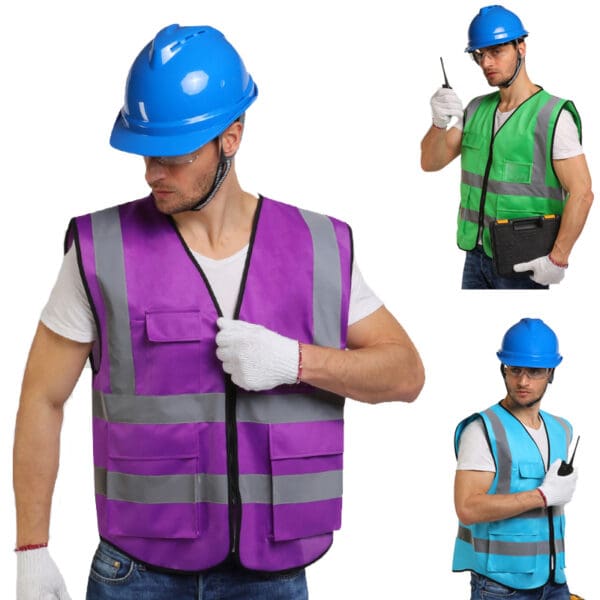 Multi Pockets Workwear Mesh Work Vest Traffic Road Construction Work Vest